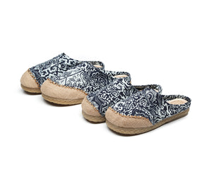 Blue-and-white Slippers Couple Wrapped Hemp Ethnic Embroidered Slippers Home Slippers