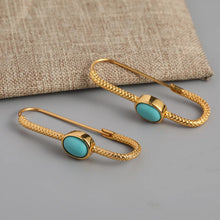 Load image into Gallery viewer, Gorgeous Turquoise Beaded Earrings - Handmade Boho Style Gold Color Metal Hoop Earrings
