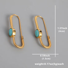 Load image into Gallery viewer, Gorgeous Turquoise Beaded Earrings - Handmade Boho Style Gold Color Metal Hoop Earrings
