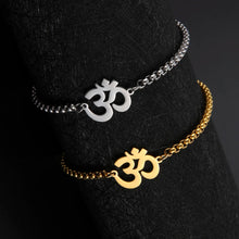 Load image into Gallery viewer, Dawapara Om Ohm Aum Charm Spiritual Pendant Stainless Steel Bracelet Yoga Jewelry Meditation Buddhist Spiritual Amulet
