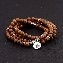Load image into Gallery viewer, Multilayer Wood Beads Buddha Lotus OM Bracelet Tibetan Buddhist Mala Charm Rosary Bracelet Yoga Wooden For Women Men Jewelry
