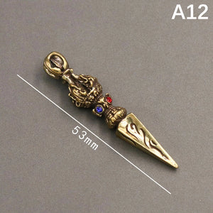 Handcraft Pendant Vintage Solid Religious Pestle Prayer Pendants Nepal Tibetan Handcraft Buddhist Vajra Pestle Copper Crafts