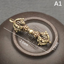 Load image into Gallery viewer, Handcraft Pendant Vintage Solid Religious Pestle Prayer Pendants Nepal Tibetan Handcraft Buddhist Vajra Pestle Copper Crafts
