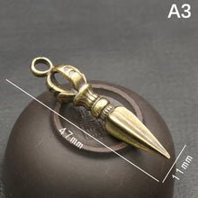 Load image into Gallery viewer, Handcraft Pendant Vintage Solid Religious Pestle Prayer Pendants Nepal Tibetan Handcraft Buddhist Vajra Pestle Copper Crafts
