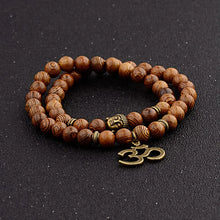 Load image into Gallery viewer, Multilayer Wood Beads Buddha Lotus OM Bracelet Tibetan Buddhist Mala Charm Rosary Bracelet Yoga Wooden For Women Men Jewelry
