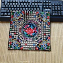 Load image into Gallery viewer, Ethnic Style Embroidery Placemat Yi Fabric Embroidery Heat Insulation Mat Tea Square Mat Table Coffee Table Anti-scalding and Non-slip Mat
