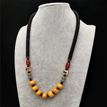 Load image into Gallery viewer, Original Design Classic Tibetan Beeswax Cake Necklace Chicken Oil Yellow Amber Clavicle Chain Female Ethnic Style Retro Neck Jewelry
