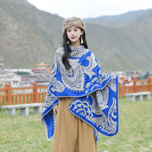 Load image into Gallery viewer, Nepal Cashew Flower Shawl Ethnic Style Scarf Cape Female Thickened Warm Cape

