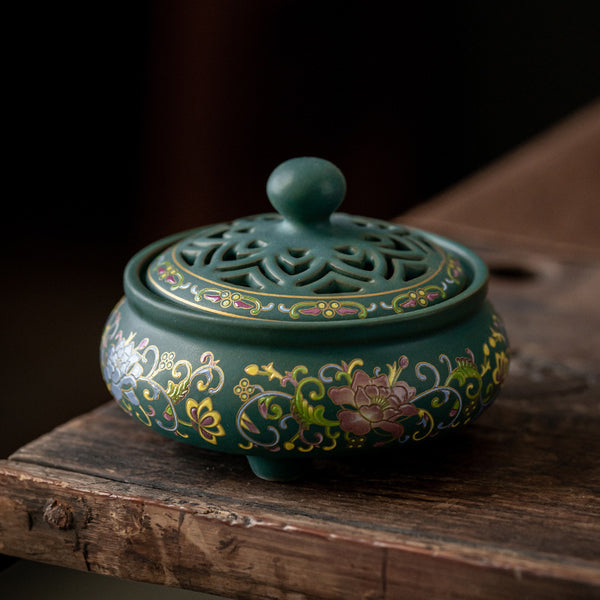 Antique Cloisonne Incense Burner Handicraft Ornament Creative Home Indoor Incense Enamel Color Burner