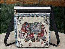 Load image into Gallery viewer, Woven Flower Cloth Bags, Retro Mobile Phone Change Bags, Two-layer Black Belts
