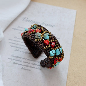 Handmade Bohemian Ethnic Style Bracelet Woven Natural Stone Retro Personalized Tibetan Bracelet Accessories