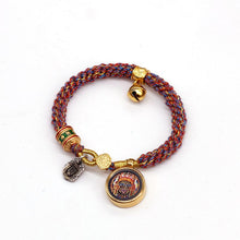 Load image into Gallery viewer, Tibetan Zajilam Small Tangka Bracelet with Regong Hand-painted Tibetan Style Handwoven Gawu
