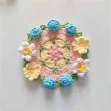 Load image into Gallery viewer, Hand-crocheted Coaster Finished Product, Flower Wool, Flower Insulation Pad
