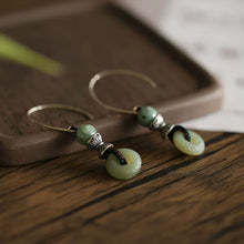 Load image into Gallery viewer, Jadeite Earrings, Ancient Hetian Jade Earrings, New Green Jade with Cheongsam Earrings
