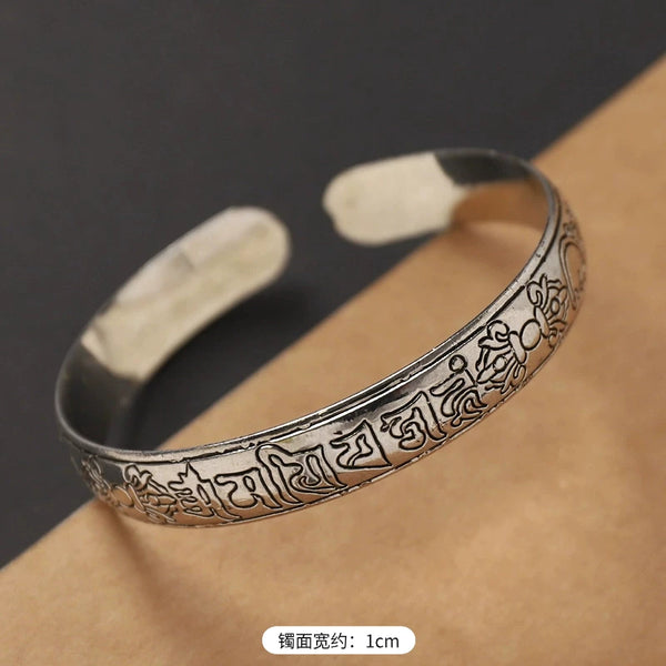 Handmade Miao Silver Old Bracelet Female Ethnic Style Retro Court Chinese Sculpture Ancient Silver Bracelet Personality Exotic Bracelet