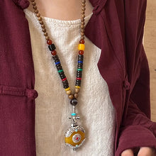 Load image into Gallery viewer, Ethnic Wood Buddha Bead Necklace Women&#39;s Tibetan Zen Retro Old Long Pendant Sweater Chain

