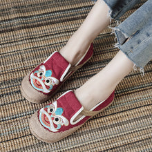 Load image into Gallery viewer, Embroidered Shoes Linen Shoes, Shallow Single Shoes, Craft Sewing Thread Tiger Head Lion Shoes
