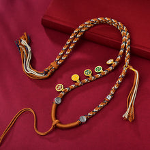 Load image into Gallery viewer, Hand-woven Tibetan Pendant Rope Five-way God of Wealth Thangka Necklace
