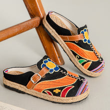 Load image into Gallery viewer, New Embroidered Cloth Shoes Flat-bottomed Casual Fabric Slippers Cloth Shoes Casual Bag Head Cloth Shoes Women
