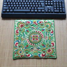 Load image into Gallery viewer, Ethnic Style Embroidery Placemat Yi Fabric Embroidery Heat Insulation Mat Tea Square Mat Table Coffee Table Anti-scalding and Non-slip Mat
