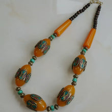 Load image into Gallery viewer, Ethnic Style Tibetan Accessories, Imitation Beeswax Oversized Nepalese Copper Bead Handmade Short Necklace, Sweater Chain
