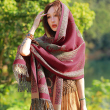 Load image into Gallery viewer, Retro Ethnic Grassland Tibet Blanket Shawl Thick Scarf
