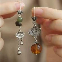 Load image into Gallery viewer, Retro 925 Silver Lotus Leaf Earrings Women's New Style Temperament Versatile Earrings Round Beads Irregular Earrings

