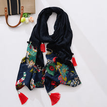 Load image into Gallery viewer, Spring and Autumn Cotton and Hemp Red Scarf Retro Winter Versatile Art Shawl
