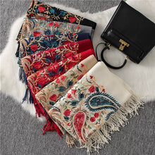 Load image into Gallery viewer, Autumn and Winter New Nepal Imitation Cashmere Cotton Embroidery Colorful Cashew National Scarf
