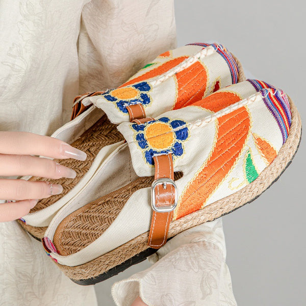 New Embroidered Cloth Shoes Flat-bottomed Casual Fabric Slippers Cloth Shoes Casual Bag Head Cloth Shoes Women