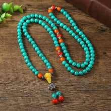 Load image into Gallery viewer, Tibetan Ethnic 108 Turquoise Bracelets for Men and Women High-end Beeswax Sweater Chain Beads Bracelet
