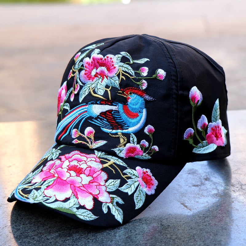 Ethnic Style Embroidered Baseball Hat Spring/Summer Travel Sun Hat Half Top Sun Hat