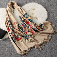 Load image into Gallery viewer, Autumn and Winter New Nepal Imitation Cashmere Cotton Embroidery Colorful Cashew National Scarf
