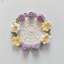 Load image into Gallery viewer, Hand-crocheted Coaster Finished Product, Flower Wool, Flower Insulation Pad
