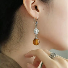 Load image into Gallery viewer, Retro 925 Silver Lotus Leaf Earrings Women's New Style Temperament Versatile Earrings Round Beads Irregular Earrings
