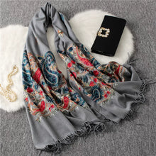 Load image into Gallery viewer, Autumn and Winter New Nepal Imitation Cashmere Cotton Embroidery Colorful Cashew National Scarf
