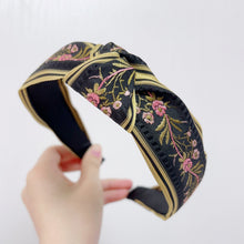 Load image into Gallery viewer, Ethnic Style Embroidery Headband, Retro Hair Accessories, Knotted in The Middle, Wide Edge Headband
