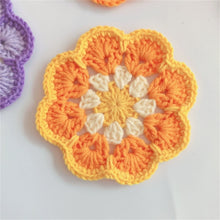 Load image into Gallery viewer, Hand-crocheted Coaster Cute Phoenix Tail Flower Coaster Tea Mat Wool Woven Hand Crochet Flower Piece
