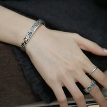 Load image into Gallery viewer, 925 Silver Retro New Color Shell Geometric Graffiti Opening Bracelet Totem Enamel Old Female Niche Design
