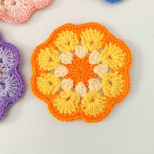 Load image into Gallery viewer, Hand-crocheted Coaster Cute Phoenix Tail Flower Coaster Tea Mat Wool Woven Hand Crochet Flower Piece
