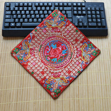 Load image into Gallery viewer, Ethnic Style Embroidery Placemat Yi Fabric Embroidery Heat Insulation Mat Tea Square Mat Table Coffee Table Anti-scalding and Non-slip Mat
