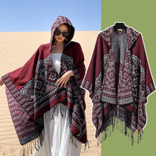 Load image into Gallery viewer, Ethnic Style New Split Shawl Women&#39;s Cloak Scarf Thickened Warm Travel Coat Cloak

