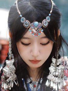 Ethnic Style Headgear, Exotic Charm Necklace, Western Tibet Eyebrow Center and Forehead Chain