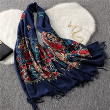 Load image into Gallery viewer, Autumn and Winter New Nepal Imitation Cashmere Cotton Embroidery Colorful Cashew National Scarf
