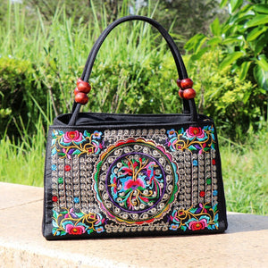 Ethnic Style Bag with Double-sided Embroidery and Canvas Small Bag for Women's Double-layer Handbag Casual Trend Retro