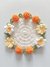 Load image into Gallery viewer, Hand-crocheted Coaster Finished Product, Flower Wool, Flower Insulation Pad

