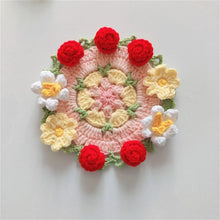 Load image into Gallery viewer, Hand-crocheted Coaster Finished Product, Flower Wool, Flower Insulation Pad
