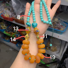 Load image into Gallery viewer, New Tibetan Ethnic Style Handmade Beeswax Turquoise Inlaid Nepalese Accessories Neck Hanging Sweater Chain
