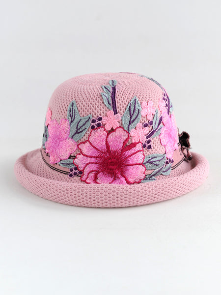 New Ethnic Style Embroidery Spring Knitted Fisherman Hat Sunscreen Sunshade Hat Women's Summer Top Hat Tide Versatile Pot Hat