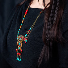 Load image into Gallery viewer, Nepal Retro Ethnic Style Long Necklace Sweater Chain Tibetan Beaded Fringed Necklace
